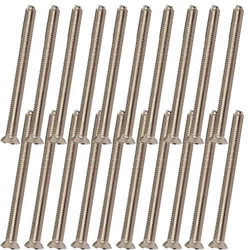 M3.5 x 40mm Long Chrome Electrical Socket & Switch Screws, Pack of 20 – Raised Head Slotted Plate Mounting Screw for UK Wall Sockets, Light Switches & Back Boxes (Polished Chrome Finish)