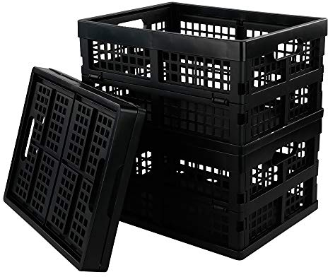 Yarebest 3 Stück Klappboxen Faltkiste Aus Kunststoff Faltbar Korb Kunststoffkisten, Schwarz