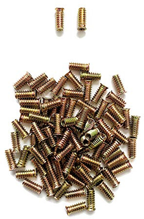 LIKERAINY 100 Stück Gewindebuchse Einschrauben mit Abdeckrand M6x25mm Gewindemutter Eisen Verzinkt Einschlagmutter Innensechskant Gewinde-Einsatz Holzmuttern Gewinde-Muffen Schrauben