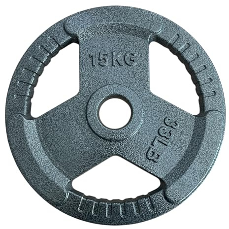 Chase Fitness 15KG Tri Grip Cast Iron 2 Olympic Weight Plate Discs 1.25-25kg (15kg x 1)