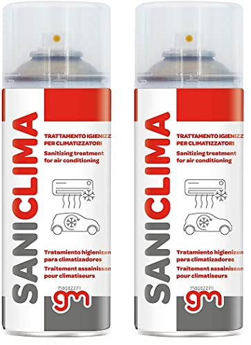 Magazzini GM SANICLIMA, Igienizzante Spray per Climatizzatori di Casa e Auto, gradevolmente profumato a base alcolica 400ml (2 Pz)