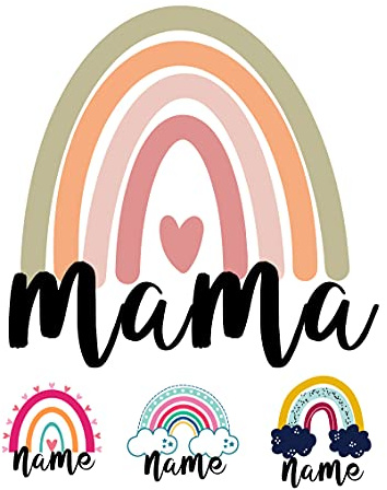 Bügelbild Regenbogen selbst gestalten Mama Namen Kinder Mom Damen Tshirt Mom shirt Wunschtext zum aufbügeln Kinder Tshirt bügelbilder buchstaben zum aufbügeln bügelfolie für textilien erwachsene