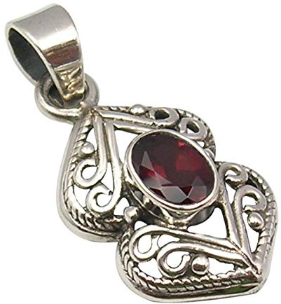 SilverStarJewel 925 Solid Silber Garnet tcw 1,0 Anhänger 3,3 cm Damengeschenk
