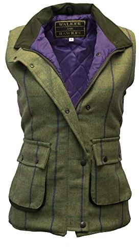 Walker and Hawkes - Bayston - Chaleco de Tweed para Mujer - Inspirado en la hípica y la Caza - Rayas moradas - EU 40 (UK 12)