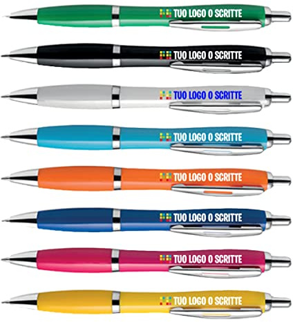 PENNA PERSONALIZZATA STAMPA COLORE - LOGO/TESTO - SUPPORTO GRAFICO GRATUITO (Blu, 100 PEZZI)