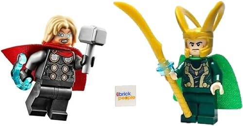 LEGO Superheroes: Thor and Loki Minifigures with Mjolnir and Staff