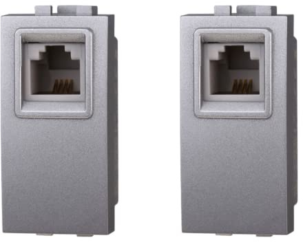 2 Pezzi Presa Telefonica RJ11, Compatibile Con Bticino Living Light (Grigio)