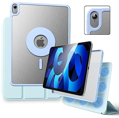 Marasone Magnetische Hülle für iPad Air 5. Generation/4. Generation 10,9 Zoll, doppellagige magnetische Folio-Hüllle mit mehreren Nutzmöglichkeiten und Stift-Ladeunterstützung, Premium-PU-Leder, Blau