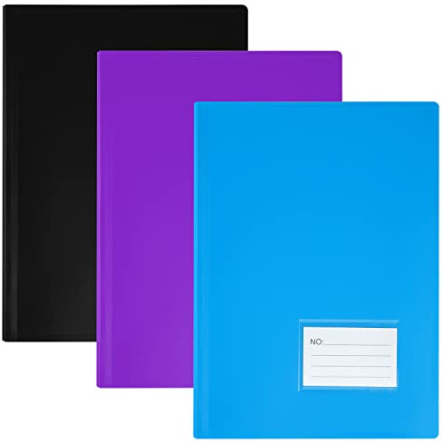 Sichtbuch A4 Sichtmappe – Präsentationsmappe Projektmappe Aktenmappe Kunststofftaschen Portfolio Kunstmappe Mappen, Ordner & Zubehör mit Kunststoffhüllen – 60 Taschen (3 Farben)