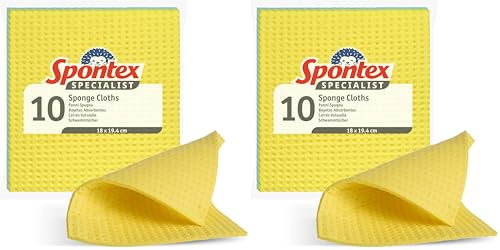 Spontex Specialist Schwammtücher | Super saugfähige Geschirrtücher für professionelle Reinigung | 100% PEFC-zertifizierter Zellstoff 10er-Pack (Packung mit 2)