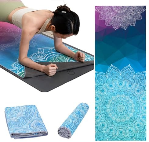 Oaygat Hot Yoga Towel Non Slip Hot Yoga Mat Towel Fitness Mats Towel Sweat Towels Quick Drying Yogas Blanket Breathable Pilates Yoga Gym Mat Towels Hots Mats Cloth Travel Yogas Mats Cloth for Bikram