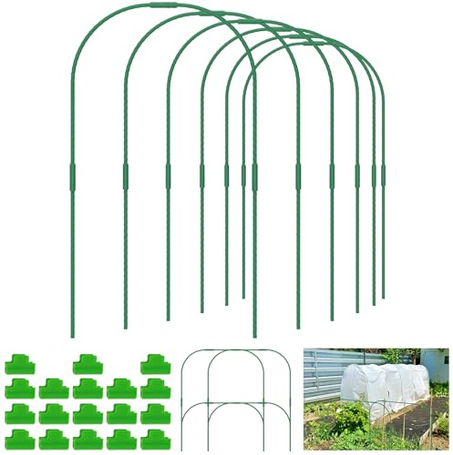 60Pcs Greenhouse Hoops for Raised Beds,Greenhouse Hoops Frame Tunnel Kit with 18 Clips, Detachable Fiberglass Support Hoops Frame, Rust-Free Grow Tunnel Garden Hoops for Garden Netting (Set D)