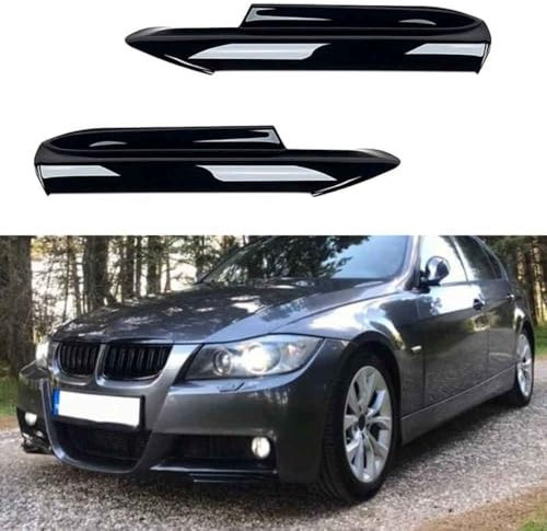ZWBC Auto Frontlippe Spoiler für BMW 3er E90 E91 M-Tech 2005 2006 2007 2008,Frontstoßfänger Lippen Körper Autoteile, Antikollisionsschutz, Frontspoiler Protector Splitter Kit,normal-Glossy Black
