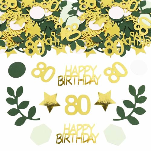 ParPix 100 Stück Konfetti zum 80. Geburtstag, Groß 6cm Streudeko, Glitzer Gold Deko für Frau und Mann