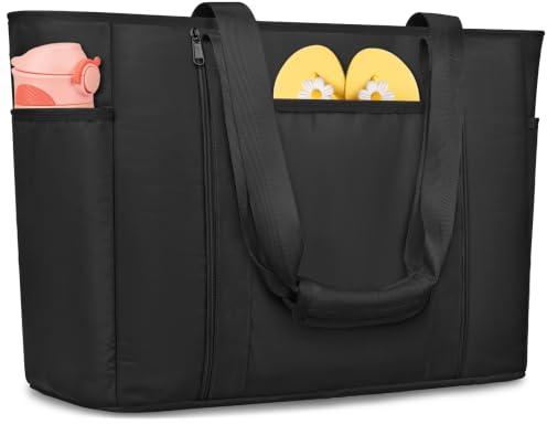 KTUEOV Strandtasche XXL Familie, Strandtasche Damen mit Reißverschluss GroB Badetasche Wasserdicht mit Nassfach Beach Bag Tote Bag Shopper Damen für Outdoor-Sport, Reisen und Alltag
