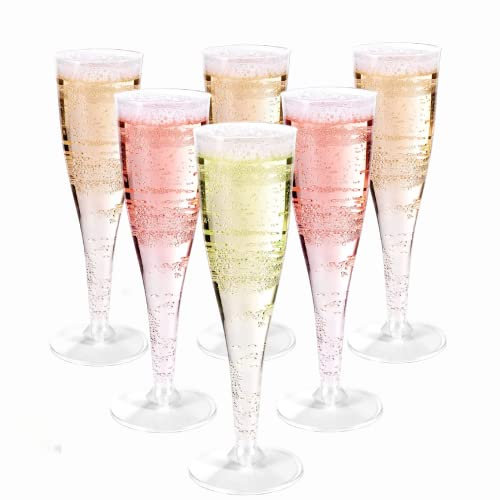 Alihoo Bicchieri da spumante in plastica, 50 pezzi, trasparenti da champagne in plastica, 150 ml, per eventi, matrimoni e feste (50, trasparente)