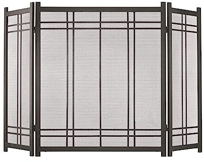 ZERAPH Fireplace Cover Fireplace Screen Fireplace Spark Protection Cover Living Room Metal Mesh Fireplace Cover Three-fold Wrought Iron Grid Spark Screen Fireplace Screens