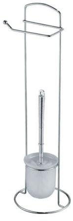 Set Porta Carta Igienica e Scopino WC - 16X59 cm Piantana da BAGNO Portarotolo e Scopino in Acciaio Inox - Porta Rotolo Carta Igienica Da Terra con Design Salvaspazio