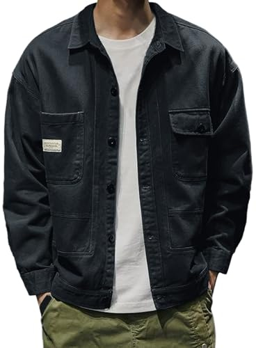 Giacchetto Jeans Uomo, Giubbini Primaverili Uomo, Uomini vestibilità Ampia Vintage Giacca di Jeans Classico Cappotto Western Trucker Jeans Giacca Casual Slim Fit per Donna Uomo per Il Tempo Libero