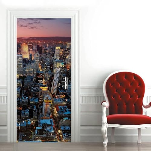 Selbstklebend Türbekleben New York Türtapete 77x200 cm, TürPoster New York Türbilder 3D Türaufkleber Dekoration Poster Tapete Türfolie, PVC Fototapete Wandtattoo Tür Tapeten m7521