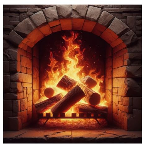 Winhappyhome Fireplace Pattern Wall Art Sticker Kitchen Canteen Creative Decoration Decal Sticker (S:29.5 * 29.5cm)