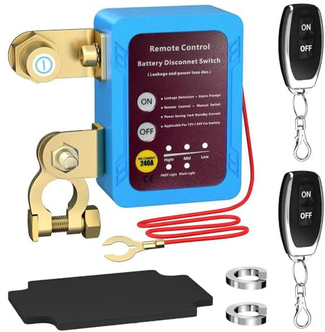 Kill Schalter für Auto mit Fernbedienung, 12V 240A Batterietrennschalter, Fernabschaltung mit 2 drahtlosen Fernbedienungen, Autobatterietrennschalter für Wohnmobil, ATV, LKW, Camper, Boot