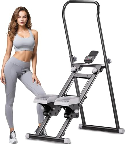 Kompakter Faltbarer Stepper für das Training - Treppensteiger mit Widerstandsbändern, erweitertem Schrittbereich, 260LBS Kapazität und verstellbarem Lenker für Cardio-Workouts zu Hause