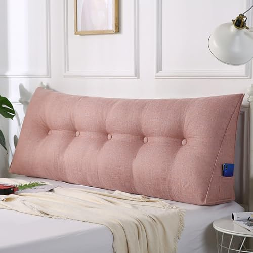 MONDEX Rückenlehne Kissen, Groß Lesekissen für Bett und Sofa, Rückenkissen Keilkissen mit waschbarem Bezug, Rückenpolster für die Wand, Sitzkissen, Wandkissen, Couchkissen,Rosa,90CM