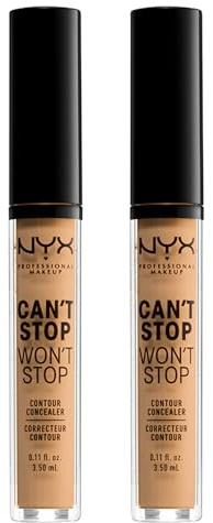 NYX Professional Makeup Concealer Can't Stop Won't Stop Farbton 11 Beige Flüssig Allzweckflüssigkeit Langer Halt 24h Waterproof Ultra pigmentiert korrigiert Skulpturen und Illumina - 2 Korrekturen à