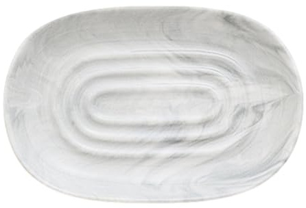 Soap Dish - Homiladi Ceramic Soap Case with Marble Pattern | Marble Tray | Anti-Slip Soap Holder & Tray for Bathroom, Shower, Kitchen Sink, Keeps Soap Dry, Easy to Clean (Grey)