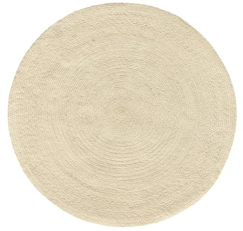 HAMID Alfombra Nansa Interior/Exterior Pet Reciclado – Lavable y Resistente al Agua – Ecológica y Sostenible – Ideal para Terraza, Jardín o Salón (120x120cm, Crema)