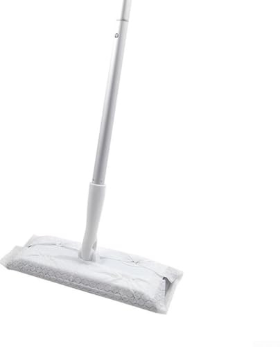 Kit de nettoyage 2 en 1 avec balai plat et lingettes humides jetables, convient pour les planchers en bois dur, le carrelage, la cuisine et la salle de bain, avec tampons lavables réutilisables pour