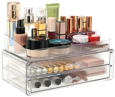ZHIAI stackable storage drawers, acrylic storage rack, cosmetics and beauty products organizer, suitable for makeup room, bathroom, pantry, home bedroom storage