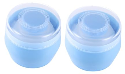 Sewroro Borla para Polvos de Talco para Bebés 2 Piezas Color Azul Suave Esponja para Piel Delicada Estuche Plástico Duradero para Aplicación Uniforme Cuidado Infantil y Viajes