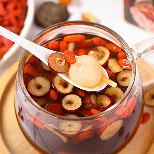 Qudinip Thé au Jujube au Sucre Noir et au Gingembre, thé Traditionnel Chinois Sain avec Dattes Rouges Wolfberry Longan pour la Dysménorrhée Corporelle Froide, 180 G 10 Paquets