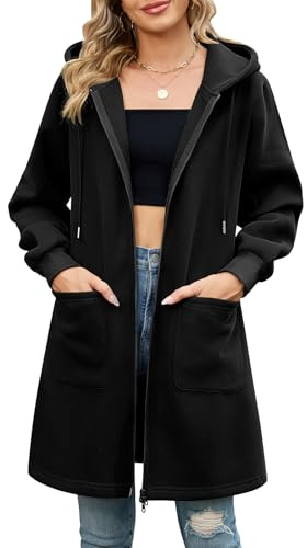 RITOSTA Sudaderas Mujer con Capucha Larga Sudadera Cremallera Forro Polar Chaqueta Mujer Entretiempo Abrigo Primavera Hoodie Cádigan Otoño Jacket Hoody Sweatshirt
