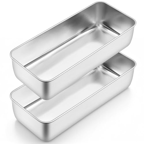 Homikit 3lb Loaf Tin Set of 2, Stainless Steel Bread Cake Baking Pans | Large Loaf Tins for Banana Bread/Toast/Meatloaf/Lasagna, Healthy & Sturdy, Smooth Matte Finish, Easy Clean & Dishwasher Safe