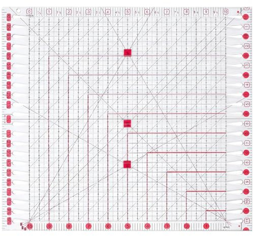 Tressify Quilting Ruler 11.5 X 10 In Fabric Cutting Tool, Clear Mark Slotted Sewing Ruler, Patchwork Ruler With 45/60 Angles, Professional Diy Designs