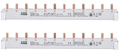 2 Stück ABB PS3/12 Phasenschiene 3-Phasig 12 Pins 12TE 10qmm² Kürzbar | Sammelschiene 12 Kontakte 63 A Nennstrom 3-Polig inklusive Endkappe (1, 2, 3, 4, 1+N oder 3+N) 2CDL230001R1012
