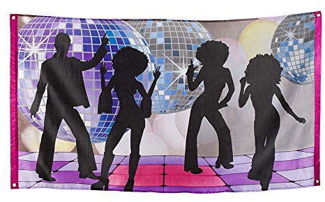 Boland 00738 - Bandiera Disco Fever, dimensioni 150 x 90 cm, materiale: poliestere, anni '70, striscione, decorazione, festa a tema, carnevale