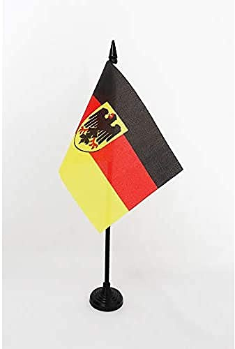 AZ FLAG - Tyskland bordsflagga med örn - 15 x 10 cm - mini tysk kontorsflagga 100% polyester med 25 cm skaft och svart plastbas