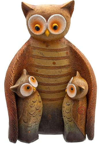 Something Different Wholesale Enchanting Brown Resin Owl Family - 16.5cm x 11cm (1 Set) - Handcrafted Figurine, Unique & Charming Accent - Perfect for Home Decor
