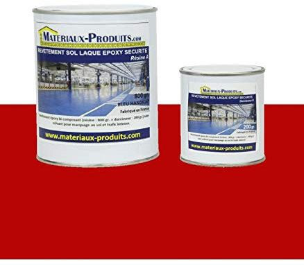 MATPRO - Revêtement Peinture pour Sol Laque Époxy Sécurité & Marquage - Auto-Lissant - pour Travaux Neuf/Réparation - Aspect Miroir Brillant - Rouge - 5Kg