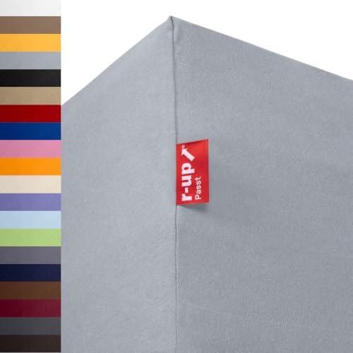 r-up Passt Spannbettaken 140x200-160x200 Silbergrau | 100% Baumwolle, 130g/m² Tuchgewicht, bis 35cm Höhe, viele Farben, OEKO-TEX, stressfrei auch für hohe Matratzen