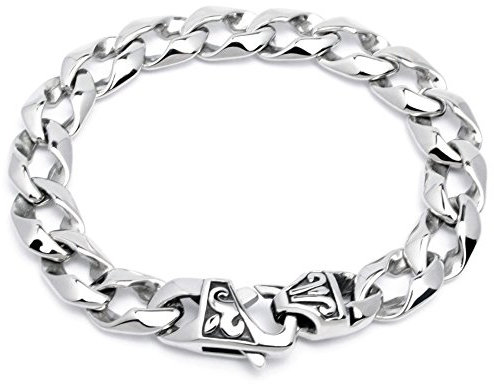 Schmuck-Checker Edelstahl Bikerschmuck Armband massiv silber poliert hochwertig Panzerarmband Panzerkette Gothic Männer Herren Geschenk