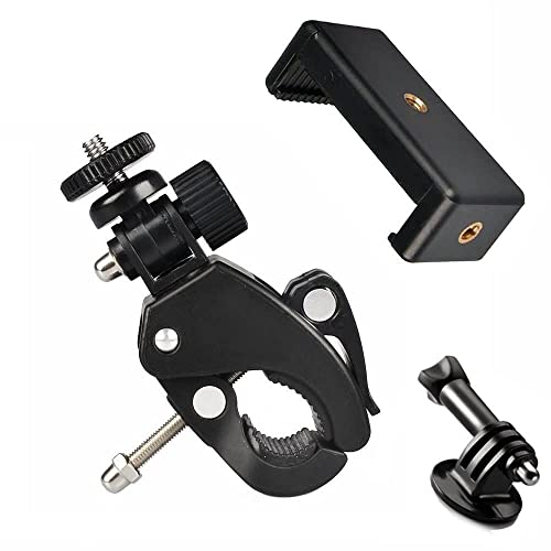 ShipeeKin Supporto per smartphone a sgancio rapido per montaggio a morsetto per fotocamera per serie Gopro Hero, action camera, reflex, supporto per microfono, biciclette o manubrio φ17-35 mm
