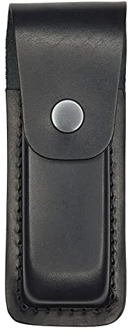 VlaMiTex Etui pour Couteau Pliant Couteau Multifunction Porte Outils en Cuir Noir (12,5 x 3,5 x 2,2 cm - M26)