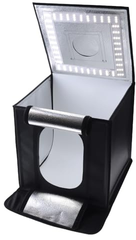 Caruba Portable Fotostudio LED Dimmbar 60x60x60cm - Professionelle Fotografie-Lichtbox für Produktfotos - 15000LX Fotobox