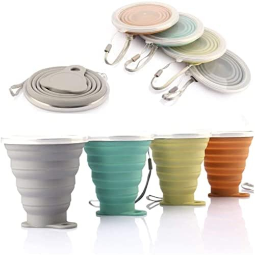 DEHUB Tazza da caffè Portatile, Pieghevole in Silicone, FDA e BPA ,270ML (Grigio, Verde, Giallo, Arancione)
