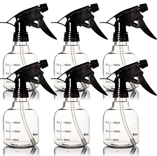 Youngever 6er Set 250ML Sprühflaschen, Durchsichtige, Leere Kunststoff Sprühflaschen Set für Haare und Reinigungslösungen, Reisen, Gartenarbeit (250ML)